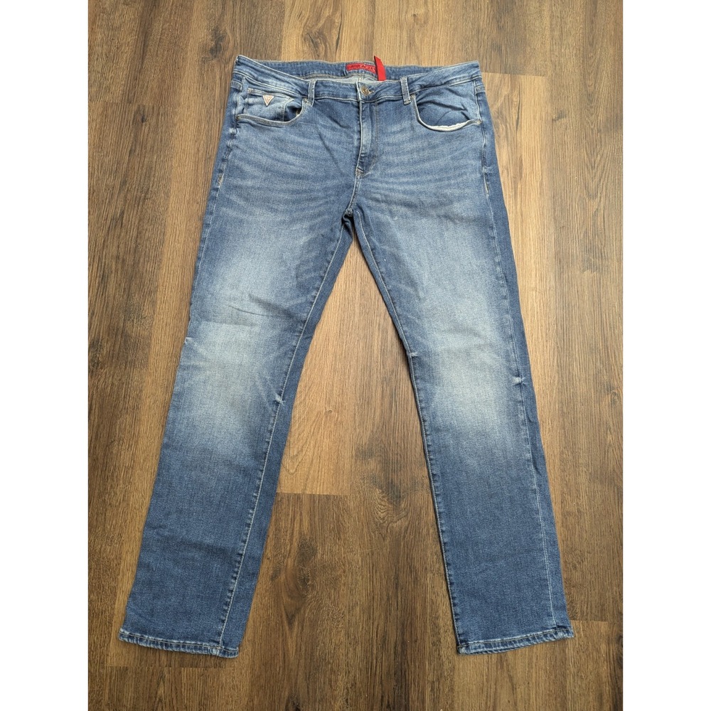 Guess Jeans Mens 36x31 Vermont Slim Blue Medium Wash Mid Rise Stretchy‎ Denim